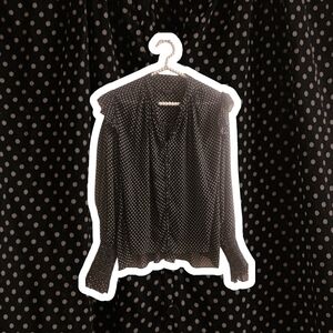 All Saints Black and White Polka Dot Top
